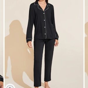 NWT Eberjey Tuxedo Gisele Black L Slim PJ Set Long sleeves and pants